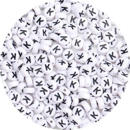 Siomia 100Pcs Letter Beads 4x7mm White Round Acrylic Alphabet Beads Letter K Beads for Jewelry Making DIY Bracelets Necklaces Key Chains Siomia 100Pcs Letter Beads 4x7mm White Round Acrylic Alphabet Beads Letter K Beads for Jewelry Making DIY Bracelets Necklaces Key Chains
