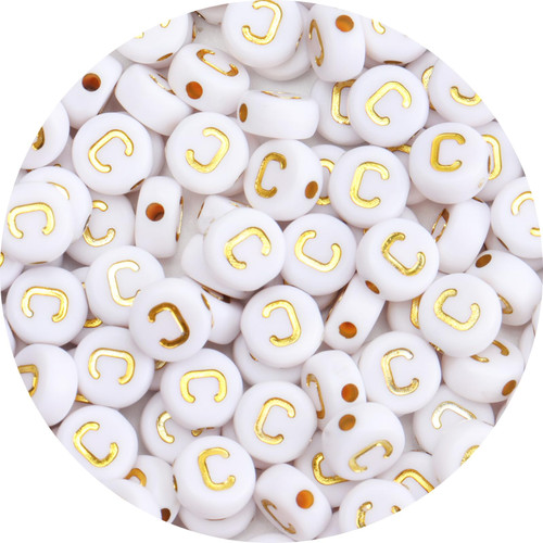 Siomia 100Pcs Letter Beads 4x7mm White Round Acrylic Gold Alphabet Beads Letter C Beads for Jewelry Making DIY Bracelets Necklaces Key Chains Siomia 100Pcs Letter Beads 4x7mm White Round Acrylic Gold Alphabet Beads Letter C Beads for Jewelry Making DIY Bracelets Necklaces Key Chains