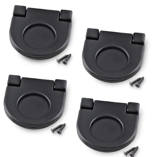 Waziaqoc 4Pcs Modern Hidden Recessed Handle, Zinc Alloy Door Pull Flush Ring Pull Handle for Cabinet Cupboard Drawer Dresser - Black