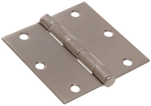 Hardware Essentials 852827 Residential Square Corner Door Hinges with Removable Pin Satin Nickel 3"