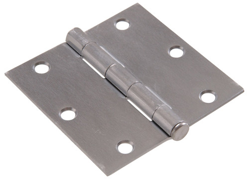 Hardware Essentials 852833 Residential Square Corner Door Hinges with Removable Pin Satin Chrome 3"