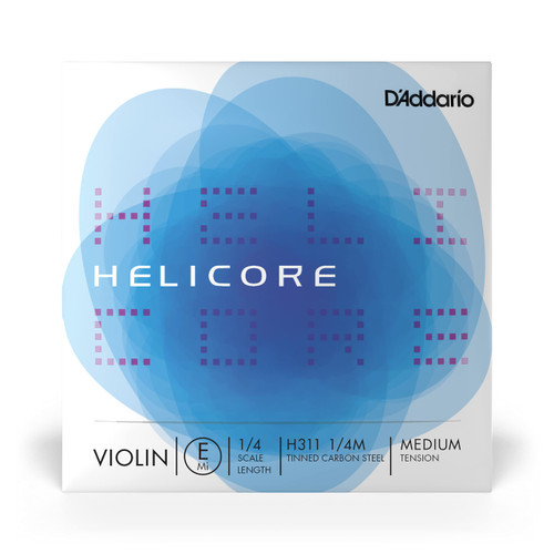 D'Addario Helicore Violin Single E String, 1/4 Scale, Medium Tension