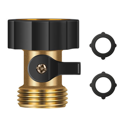 wangshiguan 3/4" Heavy Duty Brass Shut Off Valve Garden Hose Shut Off Valve 1 Way Restricted Water Hose Shut Off Valve for 3/4" Garden Hose Connector (1PCS)