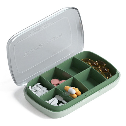 CHERUBCARE Travel Pill Organizer 1Pack?Pocket Pharmacy,7 Compartments Small Pill Box,Daily Pill Organizer,Portable Pill Case,Medicine Organizer Box for Pocket Purse Vitamin Container(Green)