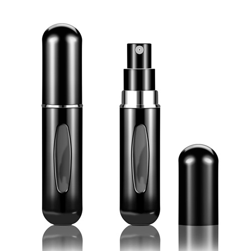Fivexing 2Pcs Refillable Perfume Atomizer Bottles?Portable Mini Separate Perfume Bottle?Travel and Outings Spray Boxes Dispensers 5ml/0.2oz (Black)