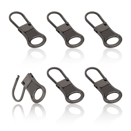 6pcs Replacement Zipper Pull, Detachable Zipper Pull Tabs Metal Zipper Pull Cord Extender Zipper Pull Repair Kit for Jackets Jeans Boots Backpacks Suitcases Purses (Dark Gray) 6pcs Replacement Zipper Pull, Detachable Zipper Pull Tabs Metal Zipper Pull Cord Extender Zipper Pull Repair Kit for Jackets Jeans Boots Backpacks Suitcases Purses (Dark Gray)