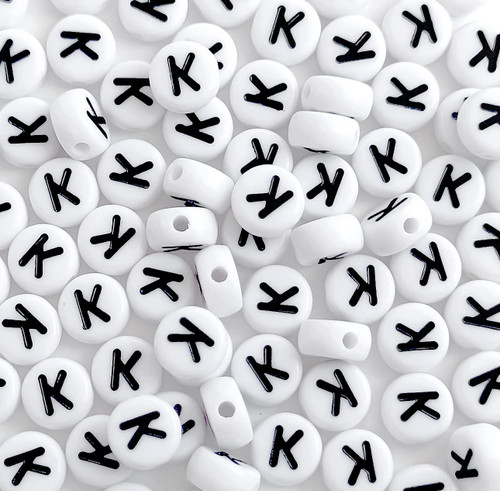 Bxwoum 100PCS Letter Beads White Round Acrylic Alphabet Beads Letter K Beads for Jewelry Making Bracelets Necklaces Key Chains DIY 4X7mm Bxwoum 100PCS Letter Beads White Round Acrylic Alphabet Beads Letter K Beads for Jewelry Making Bracelets Necklaces Key Chains DIY 4X7mm