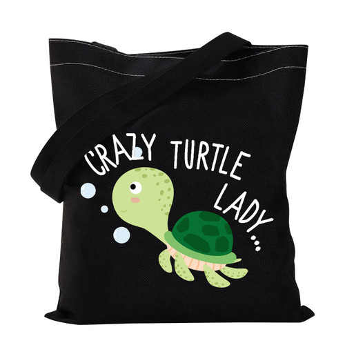 VAMSII Turtle Makeup Bag Sea Turtle Gifts for Turtle Lovers Crazy Turtle Lady Cosmetic Bag Turtle Girls Gift Sea Animal Gifts(Black Tote)