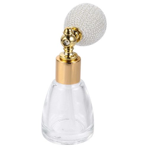 Beaupretty Refillable Perfume Bottle Clear Empty Glass Perfume Bottles: 10ML Refillable Vintage Crystal Perfume Spray Bulb for Lady Girl Makeup Golden Travel Perfume Bottle Refillable
