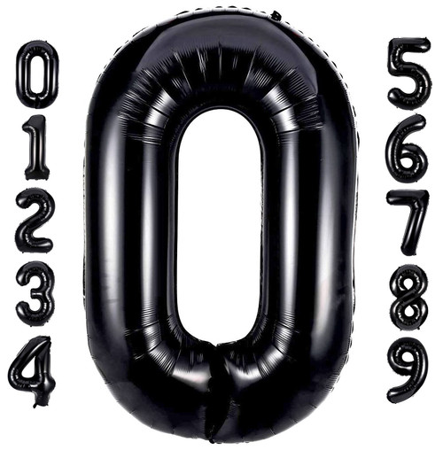 40 Inch Large Black Number 0 Balloon Extra Big Size Jumbo Digit Mylar Foil Helium Balloons for Birthday Party Celebration Decorations Graduations Wedding Anniversary Baby Shower Supplies Photo Shoot