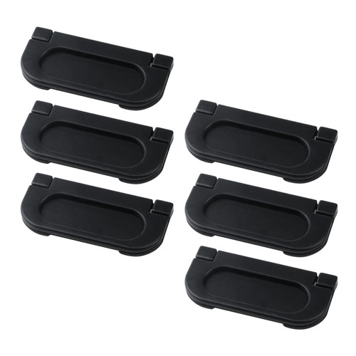 Semetall 6pcs Flush Cabinet Pulls Recessed Black,Hidden Recessed Type Handle Aluminum Alloy for Sliding Door Cabinets Drawer