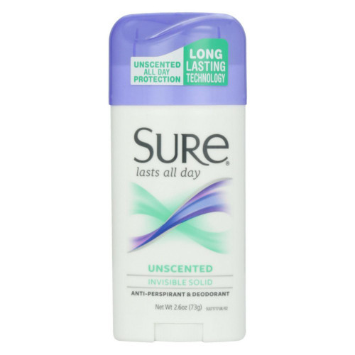 Sure Invisible Solid Anti-Perspirant & Deodorant, Unscented, 2.6 Ounce (ID71717)
