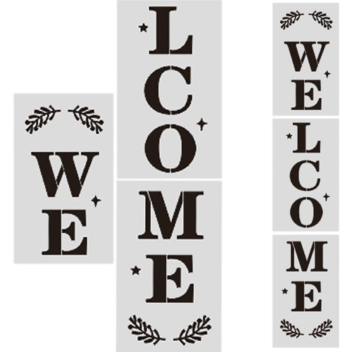 Welcome Stencil,Welcome Stencils for Painting on Wood,Welcome Sign Stencil,Reusable Welcome Stencil for Wood Sign,Large Stencils for Drawing Spraying,Welcome Sign for Front Door & Porch Decro