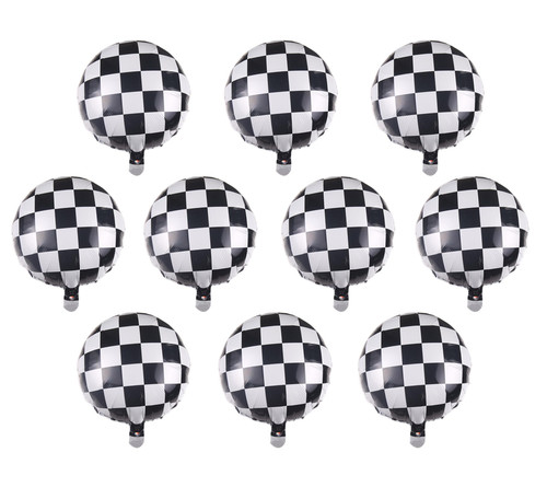10Pcs Racing Car Mylar Balloon Foil Balloons Black White Checkered Helium Balloon Decoration 18Inch 10Pcs Racing Car Mylar Balloon Foil Balloons Black White Checkered Helium Balloon Decoration 18Inch