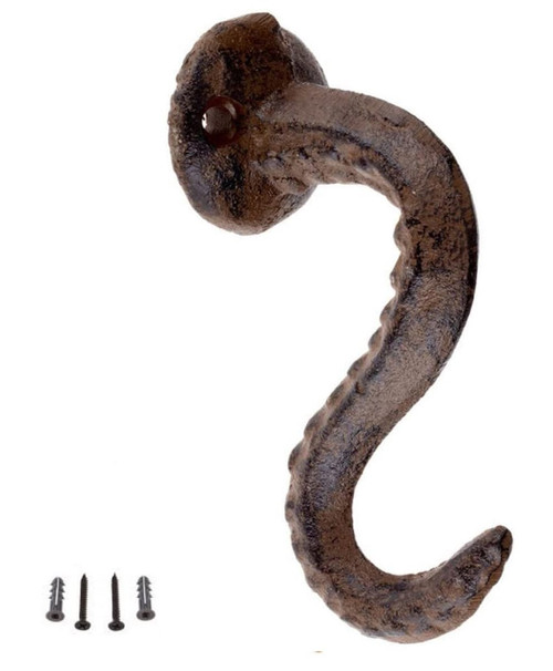 HAPPY COASTER CARDS Brown Cast Iron Octopus Tentacle Metal Wall Hook Bathroom Wall Towel Hook Nautical Theme Coat Hooks with Hanging Attachment Hardware
