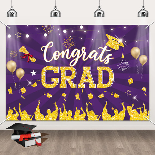 Congrats Grad Backdrop Banner, Large Purple Graduation Graduation Party Suppliers Decorations, Graduation Congratulations Banner Backdrop Photography Background Congrats Grad Backdrop Banner, Large Purple Graduation Graduation Party Suppliers Decorations, Graduation Congratulations Banner Backdrop Photography Background