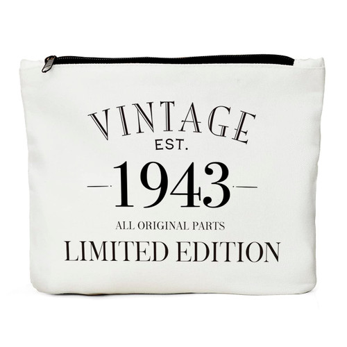 JIUWEIHU Women's 80th birthday gift, 80th birthday decoration gift - 80th birthday gift for grandma, wife, grandma, friends, colleagues and aunts - full original limited edition cosmetic bag in 1943