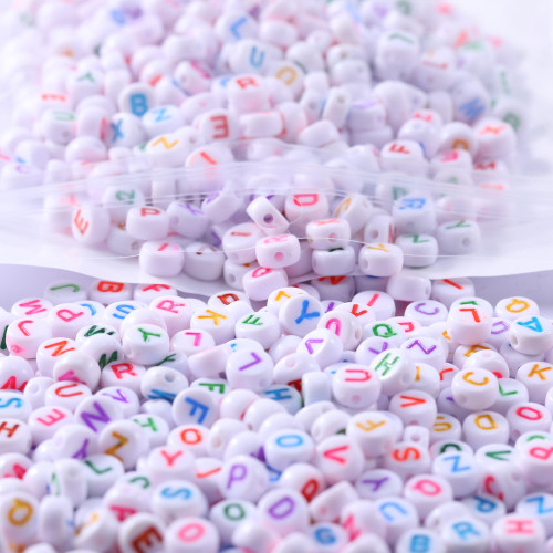 1000pcs White Mixed Round Acrylic Alphabet Beads 4x7mm Colorful Letter A-Z Beads for Jewelry Making DIY Bracelets Necklaces Key Chains 1000pcs White Mixed Round Acrylic Alphabet Beads 4x7mm Colorful Letter A-Z Beads for Jewelry Making DIY Bracelets Necklaces Key Chains
