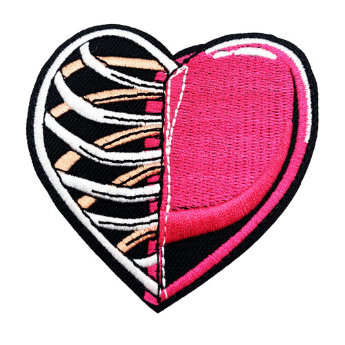 Wikineon Iron On Embroidered Patch, Backpack Patch "Bone Heart" - Appliable to Badge Iron On Sew On Emblem Patch DIY Accessories Perfect for Jackets, Clothes, Hats & Jeans