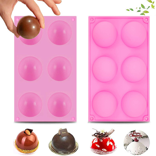 Hot Chocolate Bomb Mold Silicone Large Chocolate Sphere Mold Chocolate Ball Molds Silicone Hot Cocoa Bomb Molds 2.5" Round Chocolate Mold Semi Sphere Silicone Mold Chocolate Half Dome Mold 2 pcs