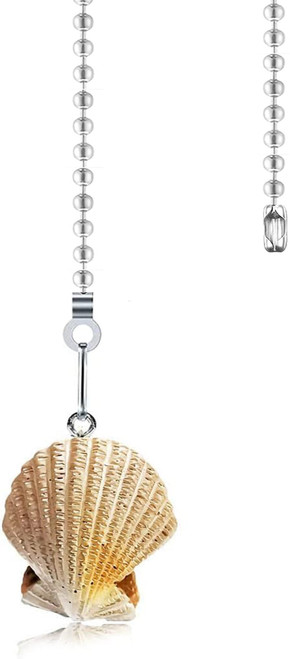 Hyamass 12 inch Ceiling Fan Pull Chain Ocean Series Charm Pendant Ceiling Fan Danglers Fan Pulls Chain Extender with Ball Chain Connector for Ceiling Fan Light Decoration(Seashell)