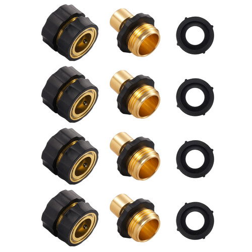 AnnYun Quick Connect Garden Hose Fittings, Premium 3/4 Inch Garden Hose Quick Connect, 4 Set Male and Female Quick Release Hose Connectors, Easy Connect No-Leak Garden Hose Quick Connector