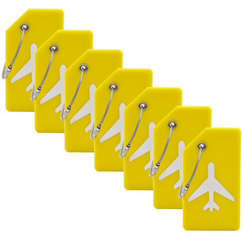 7 Pack Silicone Luggage Tag Baggage Handbag Travel Suitcase Tags with Name ID Card Perfect to Quickly Spot Luggage Suitcase (Yellow?