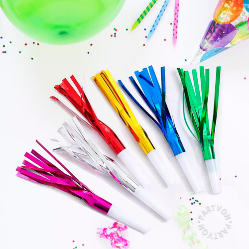 24 Pieces Colorful Birthday Noisemakers Birthday Fringe Squawkers Party Whistles New Years Party Noisemakers Whistles Party Blowouts Party Favors Noise Makers for Kids Adults