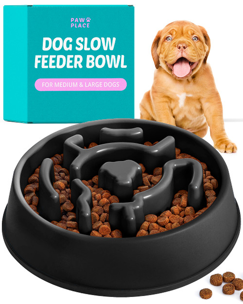 Paw Place Dog Slow Feeder Bowl for Small Dogs - Food Bowls Slow Feeder Dog Bowls Small Breed - Dog Bowl Slow Feeder Slow Eating Dog Bowl Slow Feed Dog Bowl Slow Dog Feeder Bowl - Black Paw Place Dog Slow Feeder Bowl for Small Dogs - Food Bowls Slow Feeder Dog Bowls Small Breed - Dog Bowl Slow Feeder Slow Eating Dog Bowl Slow Feed Dog Bowl Slow Dog Feeder Bowl - Black