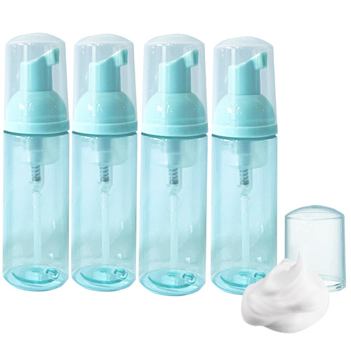 AREMOD 4Pcs 2 oz Lash Shampoo Foaming Bottle Empty Foaming Soap Dispenser Plastic Refillable Travel Pump Bottle for Hand Soap, Shampoo for Toiletries(Green)