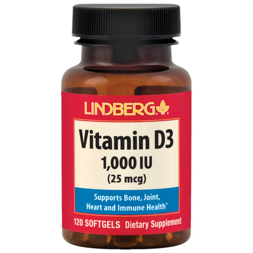 Lindberg Vitamin D3 1000 iu | 25mcg | 120 Softgels | Non GMO, Gluten Free