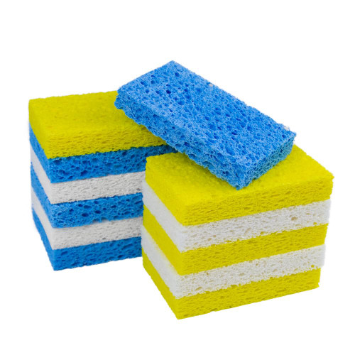 12 Pack Kitchen Sponges, Compressed Cellulose Sponges for Dishes, Scratch Free Scrubber for Bathroom, Rectangular and Reusable Sponges