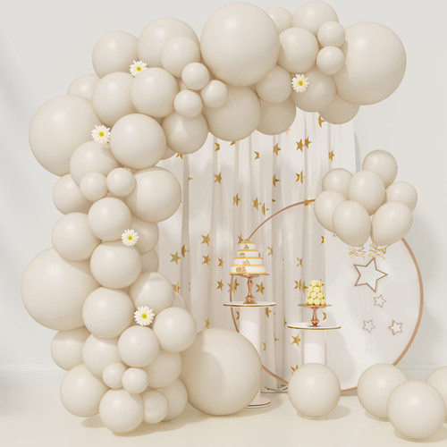 Ivory White Balloons 85pcs Ivory White Balloons Garland Arch Kit 5/10/12/18 Inch Different Sizes White Matte Latex Balloons for Birthday Party Decorations Baby Shower Wedding Graduation Balloons