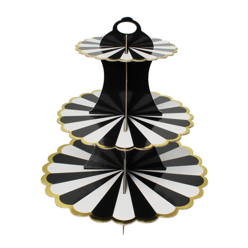 3-Tier Cardboard Cupcake Stand/Tower Cake Stand Cupcake Holder for Birthday Party Wedding Baby Shower Parties Display Dessert Cupcakes Donuts (Black)