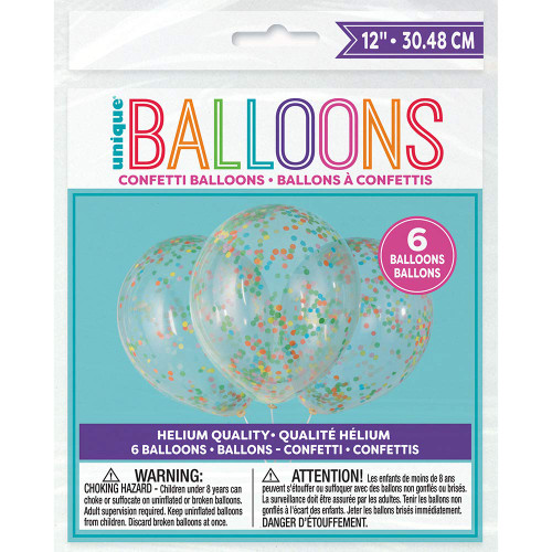Round Confetti Latex Balloons - 12" | Multicolor | 6 Pcs