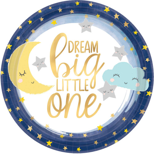 Amscan Dream Big Little One Metallic Round Paper Plates-8pc