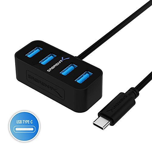 Sabrent 4-Port USB-C to USB 3.0 Mini Portable Hub,[1-Foot Cable] The World's Smallest USB 3.0 Hub (HB-MNCB)