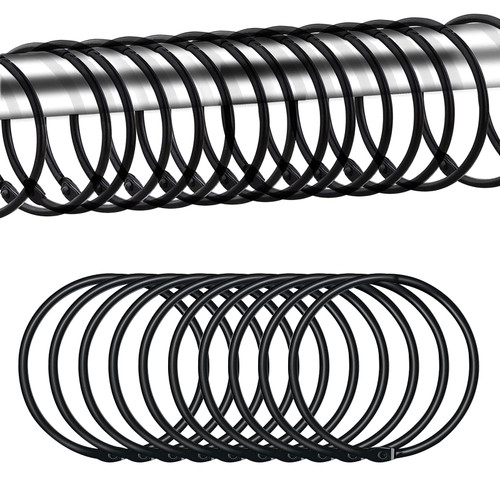 MOROBOR Shower Curtain Rings, 24pcs Rustproof Shower Curtain Hooks Decorative Metal Round Shower Curtain Rings for Bathroom Shower Rods Curtains(Black) MOROBOR Shower Curtain Rings, 24pcs Rustproof Shower Curtain Hooks Decorative Metal Round Shower Curtain Rings for Bathroom Shower Rods Curtains(Black)