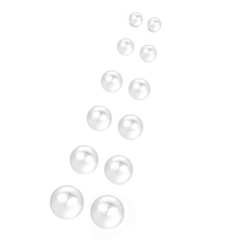 6 Pairs Pearl Stud Earrings, Hypoallergenic Imitation Pearl Earrings, Stainless Steel Round Ball Pearls Stud Earrings Mixed Sizes Stud Earrings Set for Women Girls 3-8mm