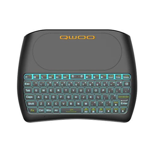 QWOO Mini Keyboard Backlit Wireless Keyboard Large Touchpad Mouse,Long Battery Life,Handheld Remote Control Keyboard for PC Google Android TV Box