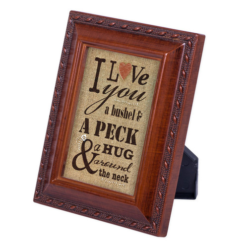 Cottage Garden I Love You a Bushel and a Peck Woodgrain Rope Trim Framed Art with Hanger Easel Back Magnet Cottage Garden I Love You a Bushel and a Peck Woodgrain Rope Trim Framed Art with Hanger Easel Back Magnet