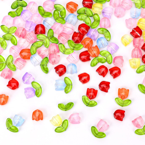 200 PCS Tulip Flower Beads Glass Colorful Handcrafted Crystal Loose Tulip Glass Beads Translucent Bracelet Beads Tulip Beads for Jewelry Making and DIY Craft Accessories 200 PCS Tulip Flower Beads Glass Colorful Handcrafted Crystal Loose Tulip Glass Beads Translucent Bracelet Beads Tulip Beads for Jewelry Making and DIY Craft Accessories