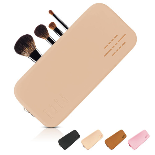 Travel Makeup brush Holder: with Zipper Portable Silicone Cosmetic Brushes Organizer - Soft Sleek Makeup Tool Bag for All Your Brushes (Urban Khaki) Travel Makeup brush Holder: with Zipper Portable Silicone Cosmetic Brushes Organizer - Soft Sleek Makeup Tool Bag for All Your Brushes (Urban Khaki)