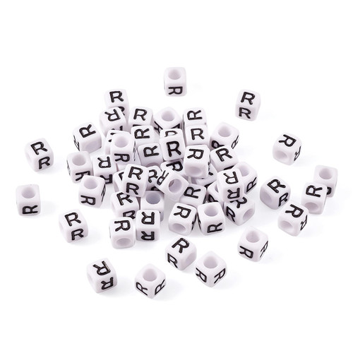 FASHEWELRY 300Pcs Cube White Acrylic Letter Beads 6x6mm Letter R Alphabet Beads for DIY Bracelet Necklace Jewelry Making FASHEWELRY 300Pcs Cube White Acrylic Letter Beads 6x6mm Letter R Alphabet Beads for DIY Bracelet Necklace Jewelry Making