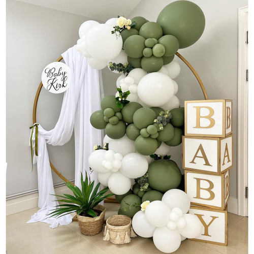 Sage Green Baby Shower Decorations Sage Green Balloon Garland Arch Kit Sage Green White Balloons for Baby Shower Forest Jungle Woodland Safari Bridal One 1st Birthday Theme Party Decorations