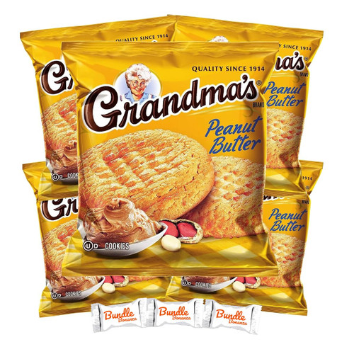 Grandma's Cookies, Peanut Butter, 2.5 oz (5 Pack) (10 Cookies Total) W/Bundle Bonanza Sticker