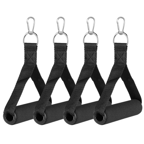 LLMSIX Gym Handles for Cables,Heavy Duty Cable Machine Handles Cable Handles Gym Equipment Resistance Bands Handles with 4 Carabiners for Resistance Bands, Strength Trainers, Home Exercise(Set of 4)