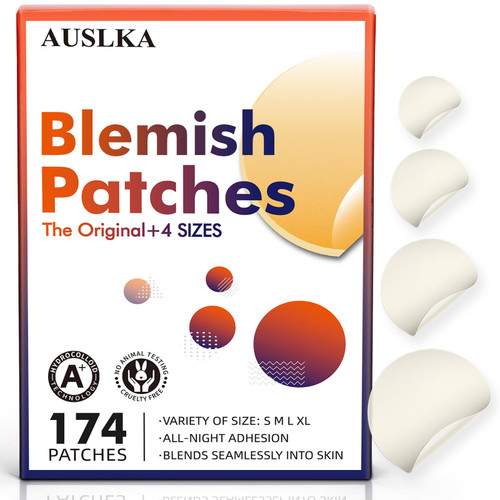 AUSLKA Blemishes Patches -175 Patches - Hydrocolloid Spot Dots - Blemishes Patch - Pimple Stickers, For Face Absorbing Cover Patch
