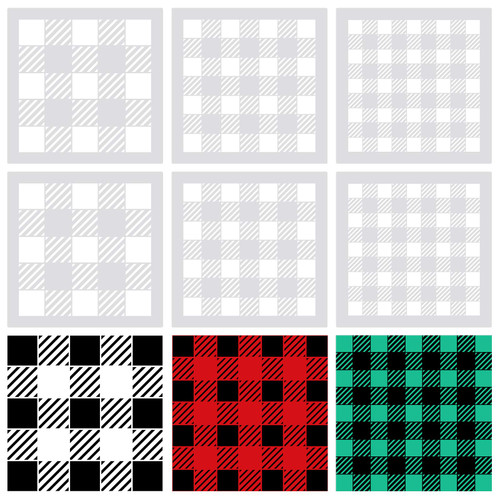6 Pieces Christmas Plaid Stencil Buffalo Plaid Stencils Reusable Template of Different Grids Sizes for DIY Art Wood Sign Wall Background Painting Home Decor, 12 x 12 Inches