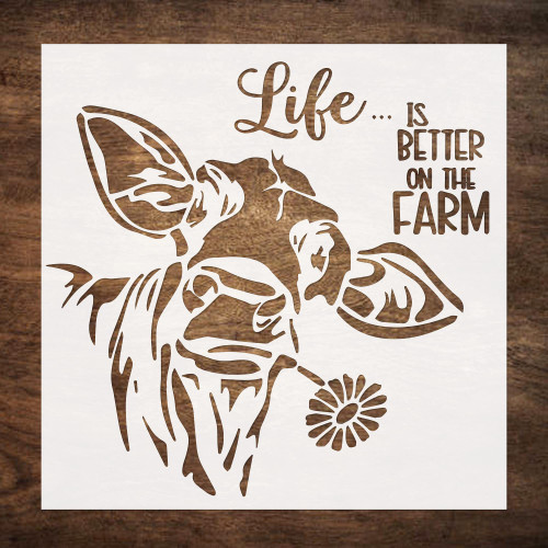 DLY LIFESTYLE Large Cow Stencil (12x12) - Reusable Country Cow Stencil for Painting on Wood, Canvas, Walls - Farmhouse Stencils for Crafts & Templates - Cute Farm Stencil